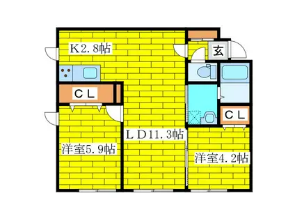 アプリーラ柏葉台(2LDK/3階)の間取り写真