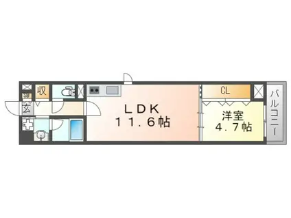 カルム西野(1LDK/1階)の間取り写真