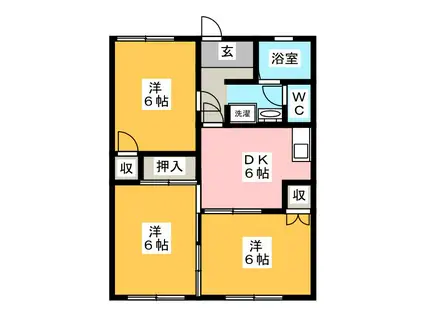 スカイコートA(3DK/1階)の間取り写真