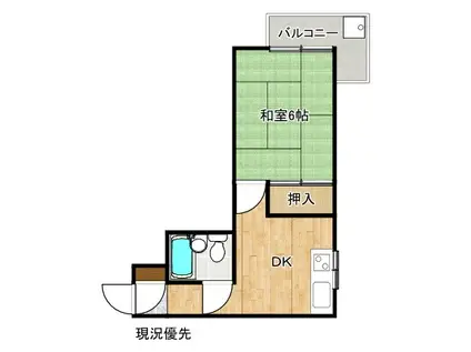 グリーンハイツ堂形(1DK/2階)の間取り写真