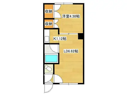 本町コーポ(1DK/2階)の間取り写真