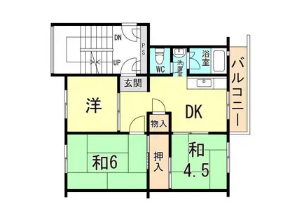 伊川谷4号棟(3DK/4階)の間取り写真