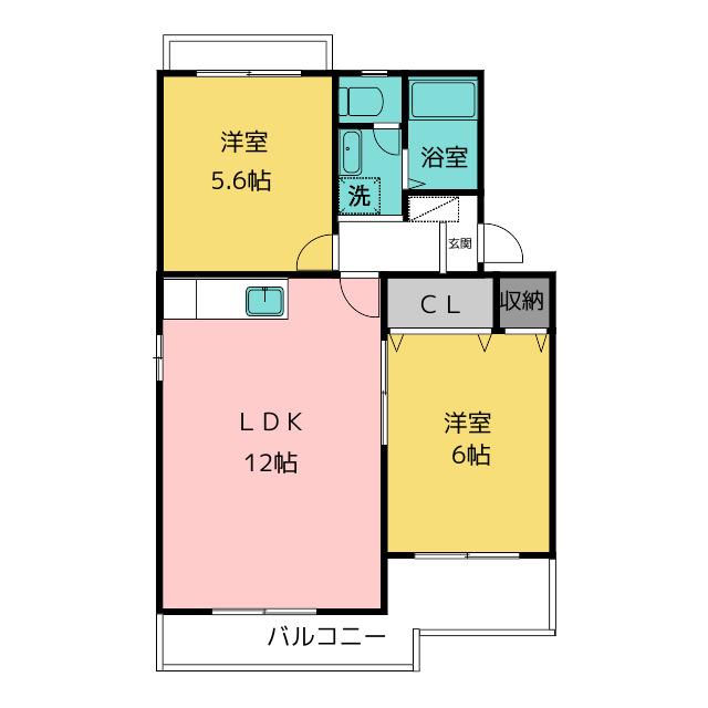 エテルノI(2LDK/1階)の間取り写真