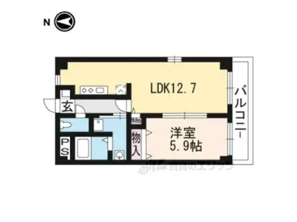 ベルヌーブ森神VI(1LDK/1階)の間取り写真