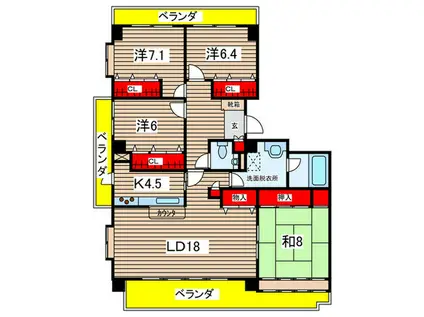 ときわ南山(4LDK/3階)の間取り写真