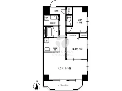 モンテヴェルデ神楽坂弐番館(1SLDK/6階)の間取り写真
