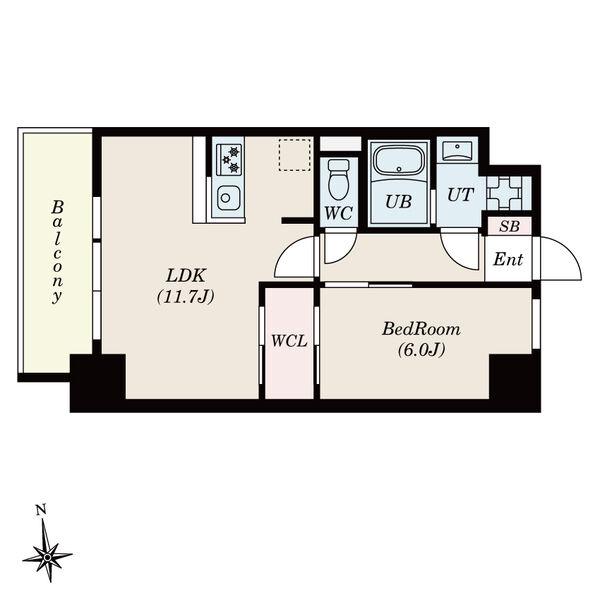 S-RESIDENCE桜本町AWESOME(1LDK/3階)の間取り写真