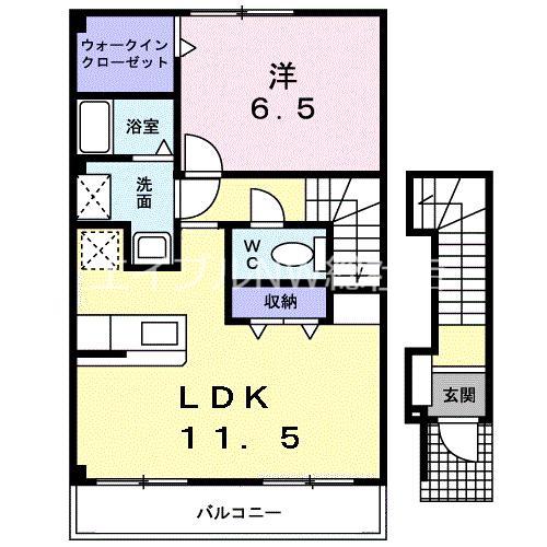 ニルヴァーナ・ウーノ(1LDK/2階)の間取り写真