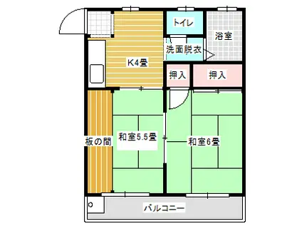 サンモールハイツ(2K/2階)の間取り写真
