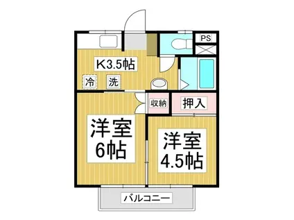 春日ハイツ(2K/2階)の間取り写真