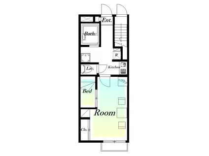 レオパレスウェアハウス(1K/1階)の間取り写真