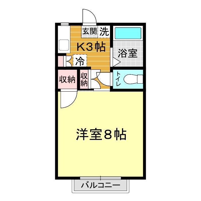 リバーふしのハイツ(1K/1階)の間取り写真