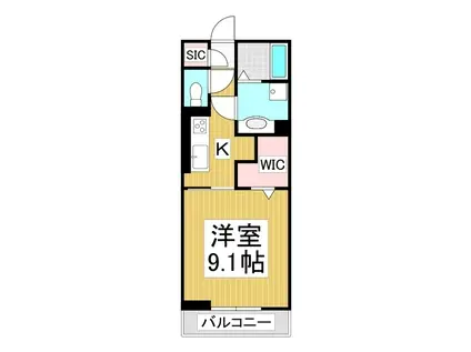 コンフォーティア諏訪豊田 B棟(1K/1階)の間取り写真