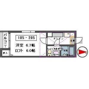 STAGE中田I(1K/1階)の間取り写真