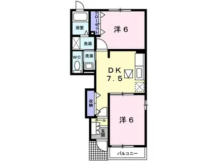 エスポワールI(2DK/1階)の間取り写真