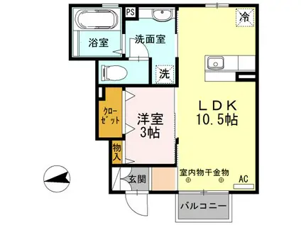 リシェス・オカザキVI(1LDK/1階)の間取り写真
