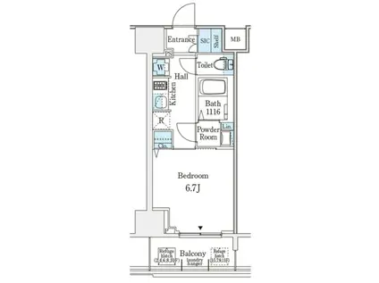 ジオエント新町(1K/4階)の間取り写真