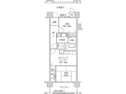 コーシャハイツ森之宮(2DK/4階)の間取り写真