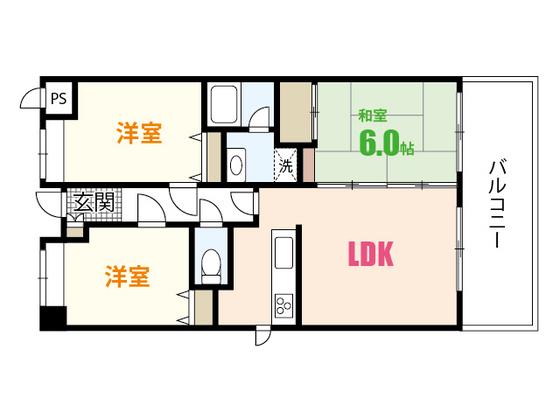 SS八木ハイツ(3LDK/6階)の間取り写真