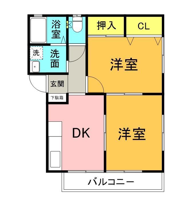 ハイツ ボヌール(2DK/1階)の間取り写真