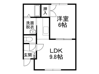 ハイツTOMO(1DK/2階)の間取り写真