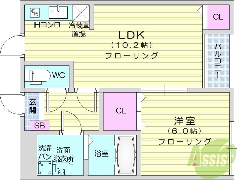メゾンドゥ・レーヴありさ(1LDK/1階)の間取り写真