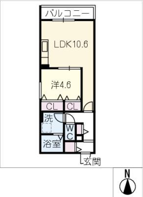 ANECIS広見町(1LDK/2階)の間取り写真