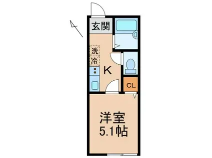 TJ初島A棟(1K/1階)の間取り写真
