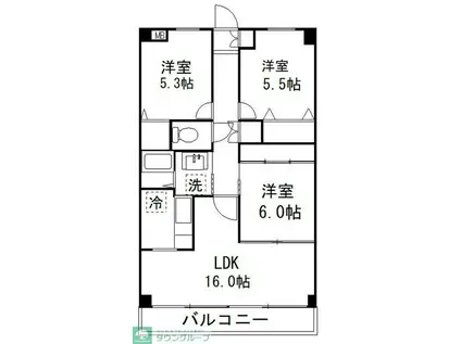 アクトヒルズ八千代II(3LDK/12階)の間取り写真