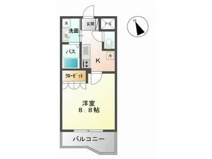 コーポ2009(1K/2階)の間取り写真