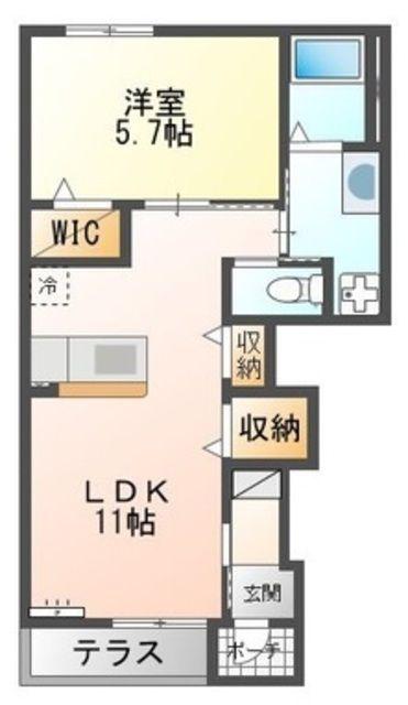 ルフォンII(1LDK/1階)の間取り写真