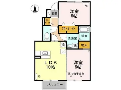 D-ROOM松山(2LDK/1階)の間取り写真