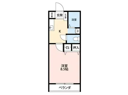 アプローズK(1K/2階)の間取り写真