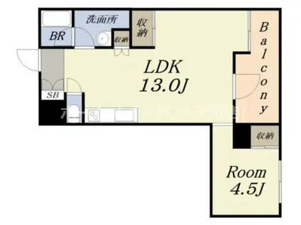 松栄市岡ハイツ(1LDK/5階)の間取り写真