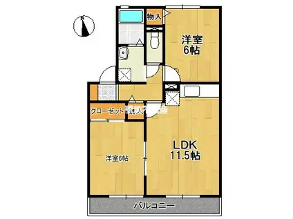 ルポ・ロジェマンC(2LDK/1階)の間取り写真