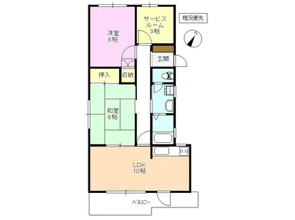 ホワイトハイツ東館(2SLDK/3階)の間取り写真