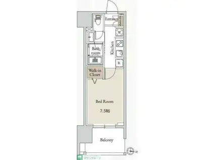 BLESS亀戸(1K/19階)の間取り写真