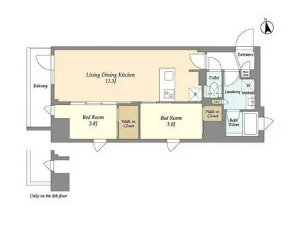 AIFLAT品川戸越パークサイド(2LDK/2階)の間取り写真