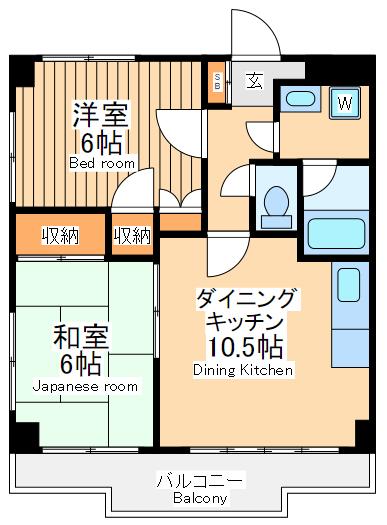 グランドール相模(2LDK/3階)の間取り写真