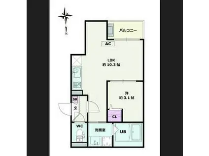 JACK SHOHO III(1LDK/1階)の間取り写真