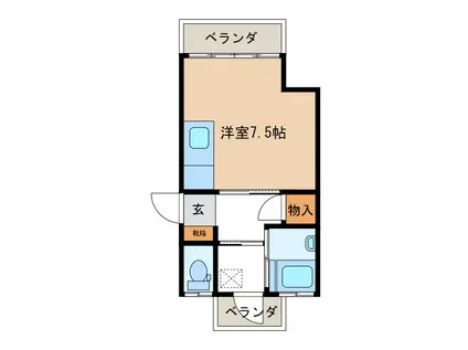 ハイツ前田三才(ワンルーム/1階)の間取り写真