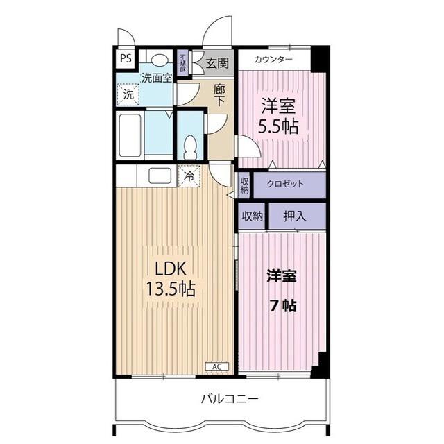 グリーンコート東岩槻(2LDK/5階)の間取り写真