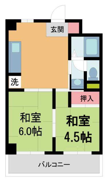 高木マンション(2DK/5階)の間取り写真
