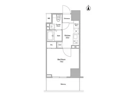 リバーレ浅草ウエスト(1K/13階)の間取り写真