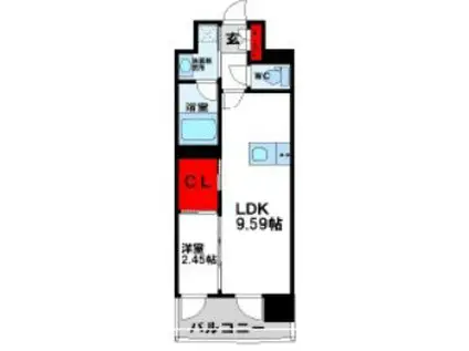 プレジデンス ざ 三萩野(1LDK/14階)の間取り写真