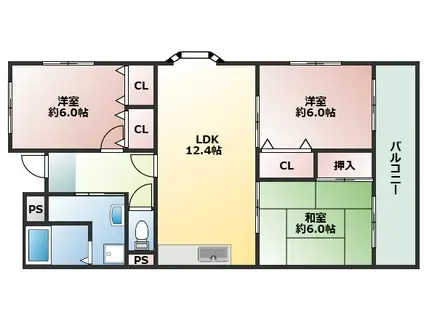 ガーデンハイツII(3LDK/3階)の間取り写真