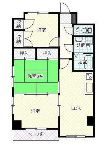 プランドール矢原(3LDK/4階)の間取り写真