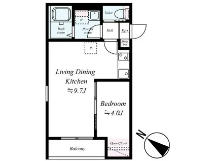 GRADUS武蔵藤沢(1LDK/2階)の間取り写真