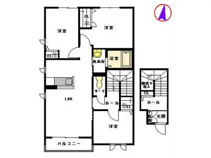 シャーメゾン エルランド  II棟(3LDK/2階)の間取り写真