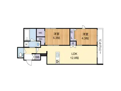 ハニー33(2LDK/2階)の間取り写真